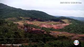 Momento exato do rompimento da barragem em Brumadinho Imagens TV Globo [upl. by Frannie874]