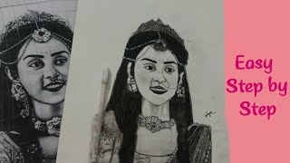 How to draw quotRadhaquot step by step pencil Drawing Easy Drawing Tutorial [upl. by Rufford]