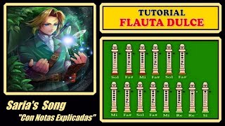 Zelda  Sarias Song en Flauta Dulce quotCon Notas Explicadasquot [upl. by Nomrac]