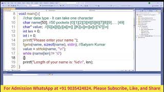 C Programming  Complete Tutorial  print the length of a name and the name character by character [upl. by Farhsa808]