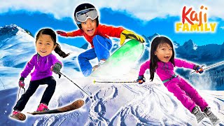 Ryan EXPERT Snowboarding Emma and Kate Amazing Ski Skills [upl. by Durham643]