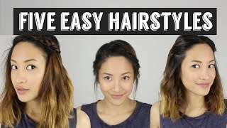 Five Quick amp Easy Hairstyles  How to Style Medium Length Hair [upl. by Ximena]