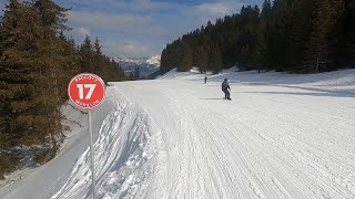 Morillon  GoPro POV skiing and struggling down steep Red run called Paccoty in March 2022 [upl. by Anayaran]