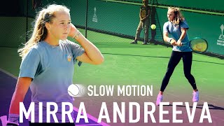 Mirra Andreeva Slowmotion  Forehand Backhand 4k 60fps [upl. by Yee]