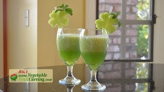 St Patricks Day Healthy Green Smoothie with 4 Leaf Clover Garnishes [upl. by Benson]