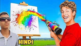 Painting GAINT vs TINY Art Challenge In Hindi [upl. by Leohcin]