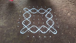 9 x 5 dots easy beautiful sikku kolam  kambi kolam  SathyaSelva Arts [upl. by Elnukeda]