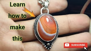 How to make a this pendant  silver pendant for cabochon [upl. by Etnuhs622]