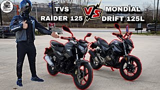 MONDİAL DRİFT 125L VS TVS RAİDER 125 DETAYLI KIYAS  KAPIŞMA  HANGİSİNİ ALMAK MANTIKLI  TOP SPEED [upl. by Esirahc321]