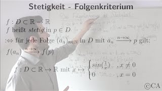 Stetigkeit Folgenkriterium Aufgabe sin1x Beweis Analysis [upl. by Yeslaehc]