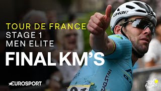 WHAT A START 🔥  Tour de France Stage 1 Final Kilometres  Eurosport Cycling [upl. by Aitercul80]