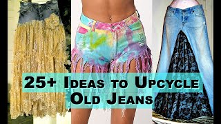 IDEAS TO UPCYCLE OLD JEANS  HOW TO UPCYCLE OLD CLOTHES [upl. by Otrebcire]