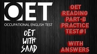 OET READING PARTB PRACTICE TESTS 1 WITH ANSWERSLATEST OET 2021 SAMPLES [upl. by Lithea648]