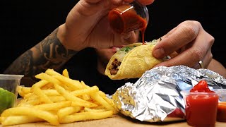 ASMR EATING CARNE ASADA STREET TACOS amp FRIES [upl. by Gibb]