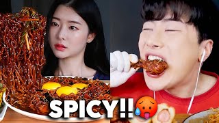 mukbangers EATING EXTREMELY SPICY FOOD 🥵 [upl. by Samanthia127]