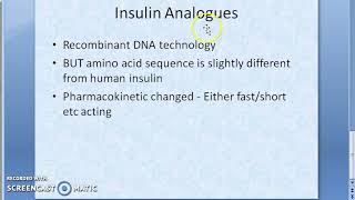 Pharmacology 263 a Insulin Preparations Analogues Rapid Short Lispro Aspart GluLisine human NPH [upl. by Allimac]