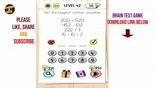 Brain Test Level 42 Get the biggest number possible Walkthrough solution [upl. by Crellen701]