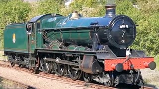 GWR Modified Hall 6990 Witherslack Hall Steam Engine Pulls onto Train  Leicester North GCR 5621 [upl. by Philemon180]