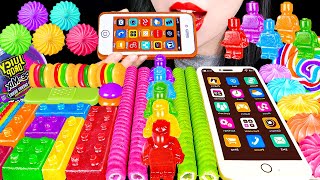 ASMR RAINBOW DESSERTS EDIBLE iPHONE 무지개 디저트 먹는 아이폰 레고 코하쿠토 레인보우 캔디 젤리 스낵 먹방 EATING SOUNDS MUKBANG [upl. by Adias655]