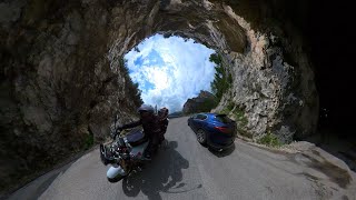 Motorrad Tag 3 Dolomiten Passo Sella Pordoi Falzarego Valparola Würzjoch BMW R1200R Insta360° [upl. by Ahsercal696]