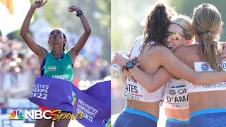 Gebreslase runs fastest Worlds womens marathon ever as 3 Americans finish top10  NBC Sports [upl. by Ettelocin657]