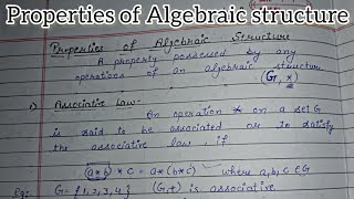 Properties of Binary OperationClosure lawAssociative law Identity  InverseCommutative LawGroup [upl. by Nnahsal]