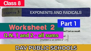 DAV class 8 maths chapter 3 worksheet 2  QN 1 amp 2 all sums [upl. by Kellen769]