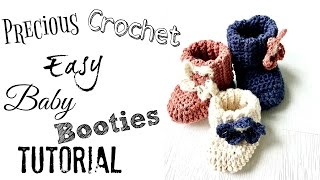 Easy Crochet Baby Booties Tutorial [upl. by Stavro]