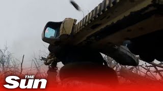 Single Ukrainian soldier bravely fights off Russian attack on trench [upl. by Ailem]