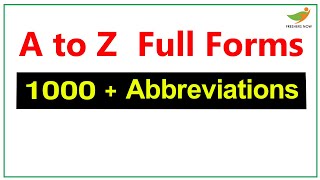 A to Z General Full Forms  1000 Abbreviations and Acronyms List [upl. by Aitahs]