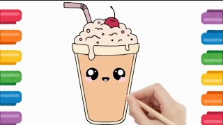 Cute cold Coffee Drawing  Cold coffee drawing  Cold coffee drawing Cold coffee [upl. by Leesen]