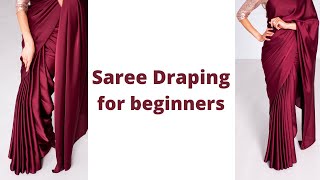 Nivi Drape  How to wear Saree for Beginners  Easy Saree Draping Tutorial  Tia Bhuva [upl. by Nahtnamas]