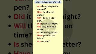 Interrogative mood of a verb  English Grammar english shorts [upl. by Laenaj]