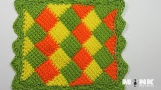 Entrelac Babydecke  Diamantmuster Teil 1 [upl. by Reffinej]