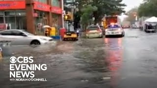 Recordbreaking rainfall causes flooding in New York City [upl. by Dagnah]