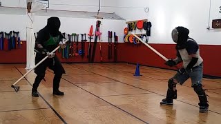 Long sword vs axe Battle of modern knights Gym battlefield [upl. by Budding]