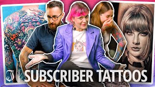 Reacting To Tattoos On Subscribers  Tattoo Artists React [upl. by Ylloh]