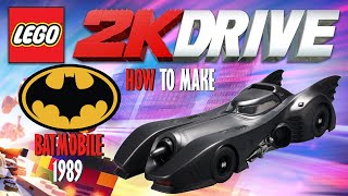 LEGO 2K Drive How To Make Custom movie BATMAN 1989 Batmobile [upl. by Hnahc976]