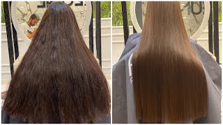 Keratin Straightening tutorial  Omega Zero Keratin  best transformation Farah salon [upl. by Annora72]