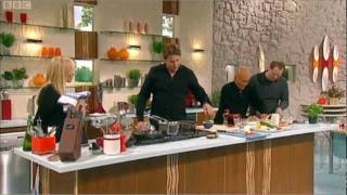 James Martin cooks Lobster ravioli with lobster sauce for Emma Bunton [upl. by Assetal392]