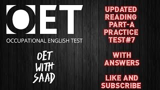 OET READING PARTA PRACTICE TEST 7 WITH ANSWERSFULLY UPDATED [upl. by Hnao]