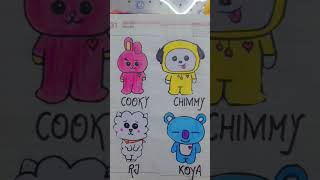 drawing BT21 characters drawing BTS jungkook cute characters drawing [upl. by Elsi262]