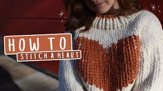 How To Stitch a Heart on Your Sweater  Duplicate Stitch Perfect Zero Waste Project [upl. by Omle28]