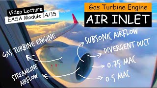 GAS TURBINE ENGINE AIR INTAKE  DESIGN REQUIRMENTS FOR SUBSONIC AND SUPERSONIC INTAKES  MODULE 14 [upl. by Einoj]