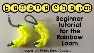 Banana Charm Rainbow Loom SUPER EASY Beginner [upl. by Asoj]