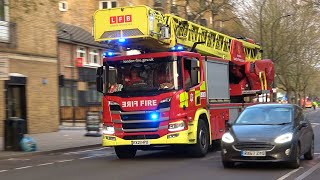 Fire appliances  64m Turntable Ladder respond to fire alarm in London [upl. by Nasah728]