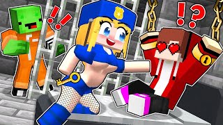 GIRL POLICE FELL in LOVE with JJ in PRISON Mikey and JJ JAILBREAK in Minecraft  Maizen [upl. by Etaner547]