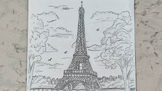 Amazing Drawing of Eiffel Tower [upl. by Karrie964]