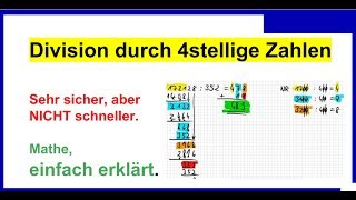 Division durch 4stellige Zahlen schriftlich leicht und sicher Erklärung [upl. by Losyram]