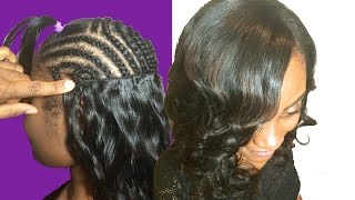 How to Secret for Full Weave Sew In wFLAT Invisible Wefts  No Glue [upl. by Noah]